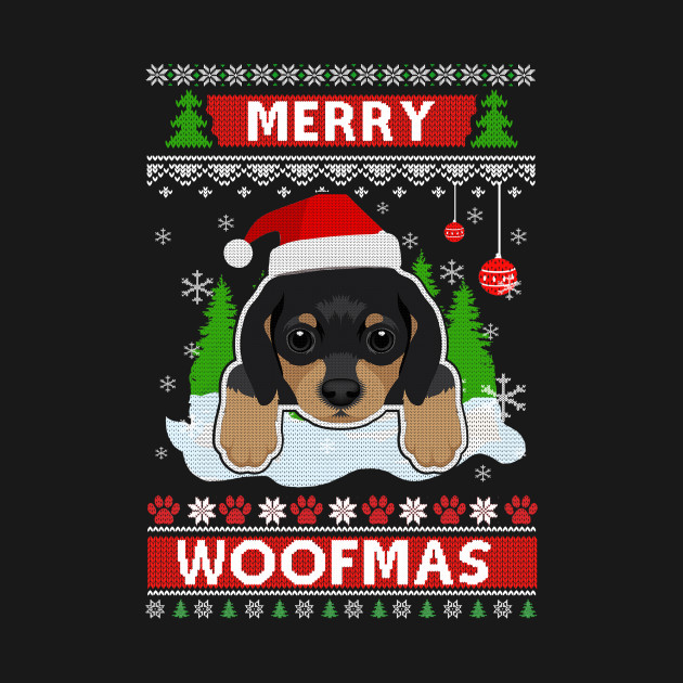 Discover Dachshund Merry Woofmas Ugly Christmas Sweater - Dachshund Christmas - T-Shirt