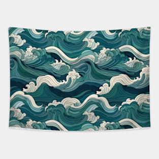 Ephemeral Crests: Hokusai Waves Reimagined Tapestry