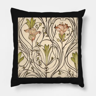 Brown and Cream Ivory Floral Classic Vintage Design Pillow