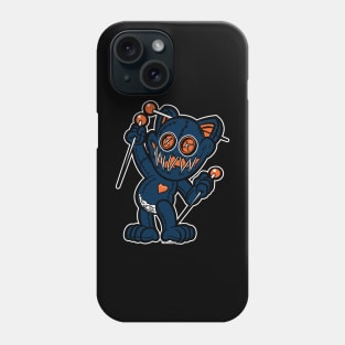 Happy VooDoo Kitty Cat Doll Navy Blue and Orange Phone Case