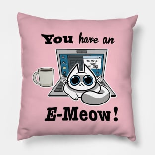 Cat T-Shirt - You have an E-Meow! - White Cat Pillow