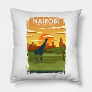 Nairobi National Park Travel Poster Pillow