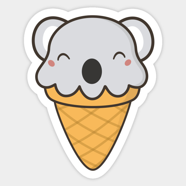 Scrumptious Kawaii Cute Koala Ice Cream Koala Sticker TeePublic