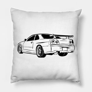 gtr r34 Line Art JDM 90s japanese retro car Pillow