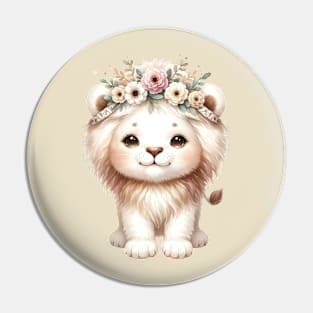 Cute Lion Boho Babies A Watercolor Celebration Pin