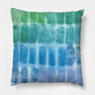 Green, Blue, Purple, Rectangles - Abstract Watercolor Painting Pillow