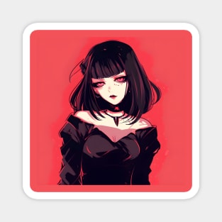 Gothic Anime Girl with In A Black Dress Magnet