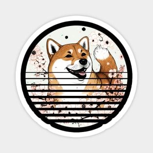 Shiba Inu Dog, Cherry Blossom, Japanese Style Magnet