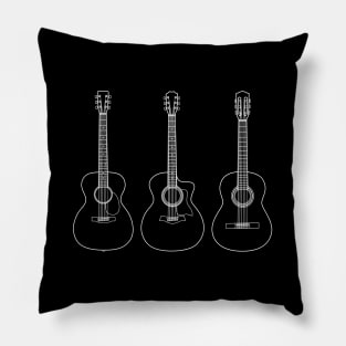 Acoustic Guitar Collection Outline Dark Theme Pillow