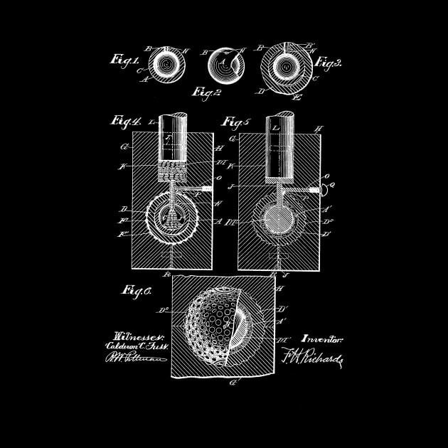 Golf Ball Vintage Patent Hand Drawing by TheYoungDesigns