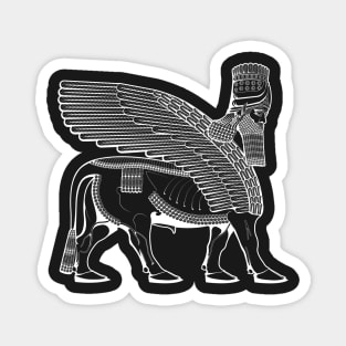 Lamassu Winged Bull White Side Magnet