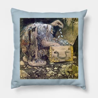 Troll with Treasure Chest - John Bauer Pillow