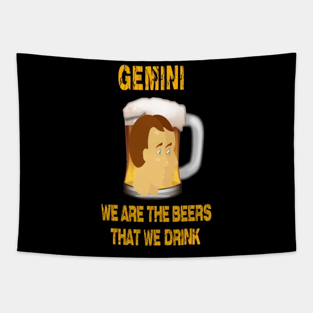 Funny beer shirt Gemini sign Tapestry by Cervezas del Zodiaco