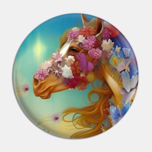 Pretty Flowers Botanical Dreamy Surreal Butterflies Cute Horse Pin