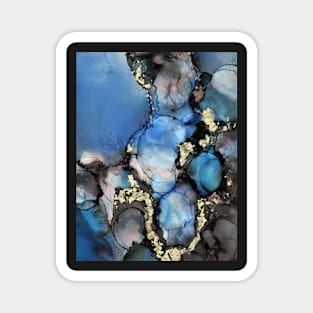 Blue Gold and Black Abstract Art Magnet