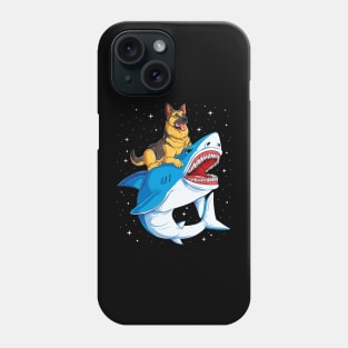 German Shepherd Riding Shark Space Galaxy Phone Case