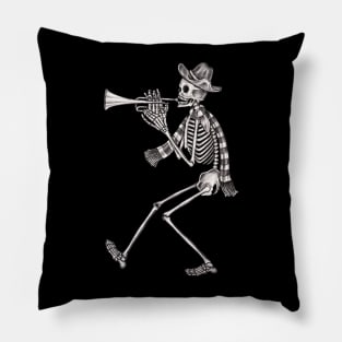 Sugar skull playing trumpet celebration day of the dead. Pillow