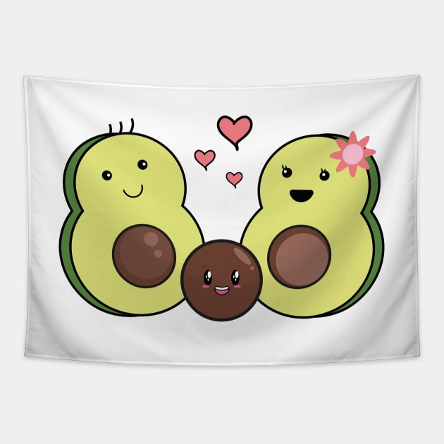 Family Avocado Kawaii Tapestry by IstoriaDesign