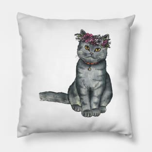 Flower Crown Cat Pillow