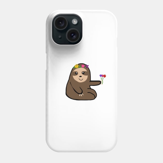Flower Crown Sloth Phone Case by CatGirl101