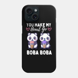 Cute Pandas in Love Drinking Boba Phone Case