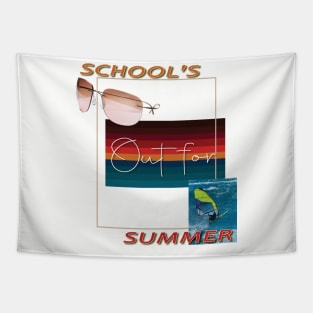 cute retro last day of school school's out for summer teacher Tapestry