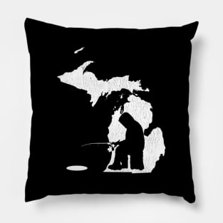 Michigan Ice Fishing State Map Pillow