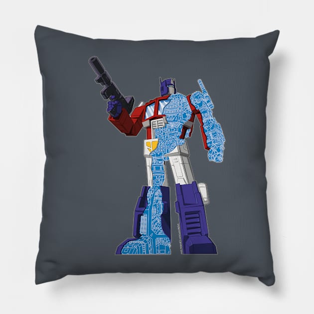 Optimus Prime - Écorché (blueprint v1) Pillow by NDVS