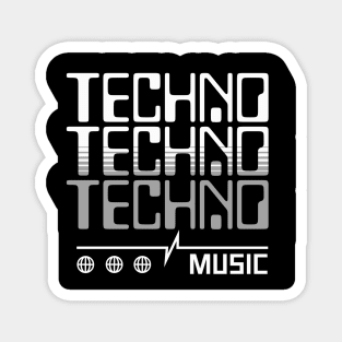 TECHNO  - Retro Computer Font  (Grey) Magnet