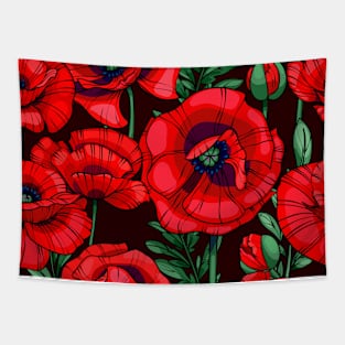 scarlet red poppies Tapestry