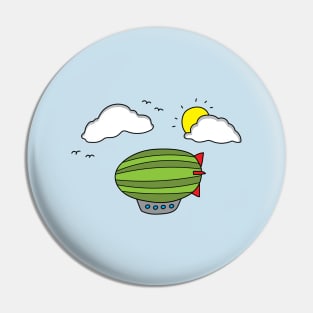 funny green zeppelin flying in the sky Pin