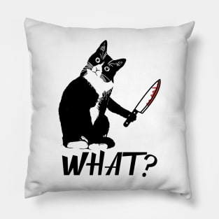 Cat What? Murderous Black Cat With Knife Pillow