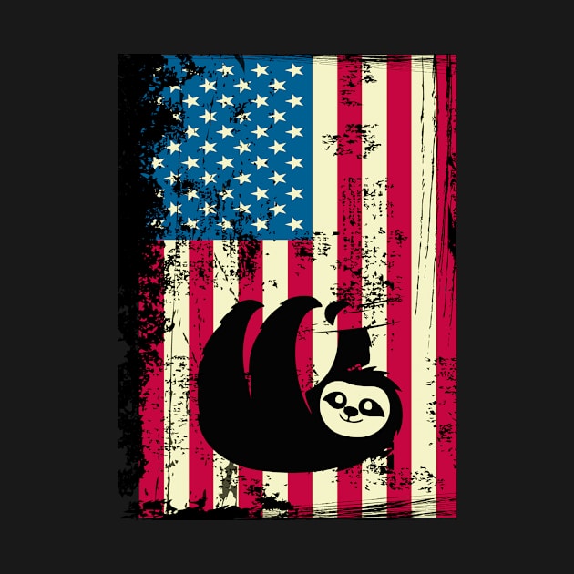 Sloth American Flag Usa Patriotic 4Th Of July by CarleyMichaels