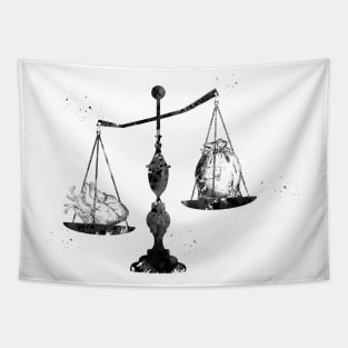 Scales heart and money Tapestry