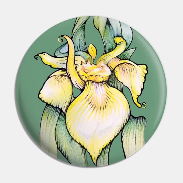 Yellow Iris Flower Pin by Yulla