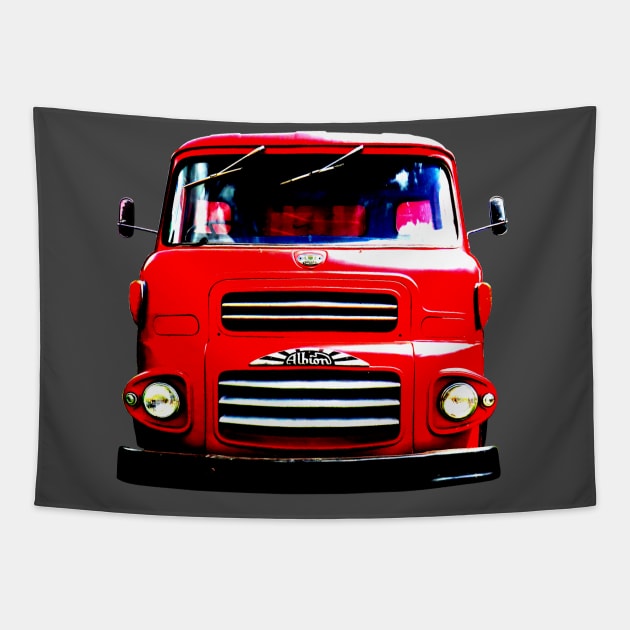 Albion Reiver classic 1970s lorry high contrast red Tapestry by soitwouldseem