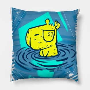 Chiguire in blue Pillow