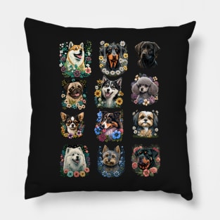 Twelve Canine Breeds For Dog Lovers Pillow