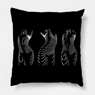 striped women silhouettes Pillow