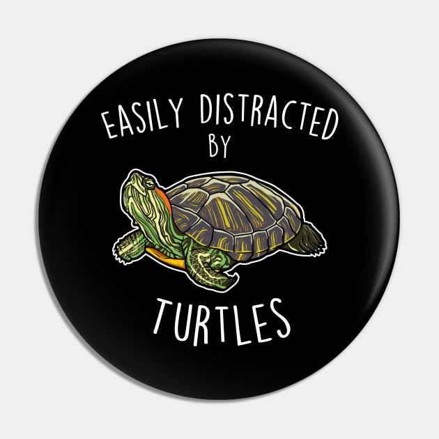 Distracted by Turtles Red-Eared Slider Reptile Pin by Psitta