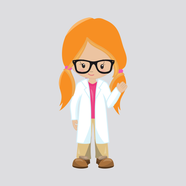 Science Girl, Scientist, Cute Girl, Orange Hair by Jelena Dunčević