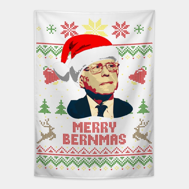 Bernie Sanders Merry Bernmas Tapestry by Nerd_art