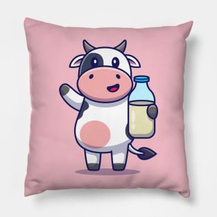 Cute Cow Holding Milk Pillow