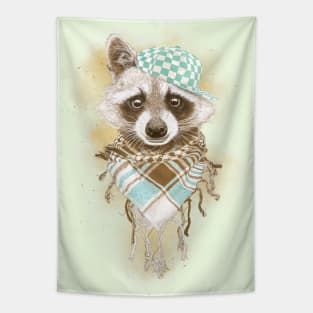 Rocco Raccoon - earth tones Tapestry