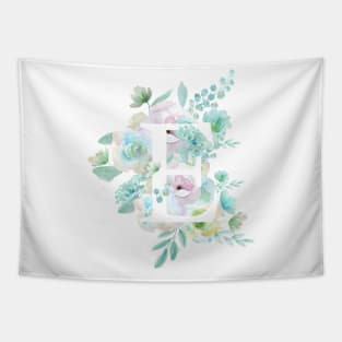 Botanical alphabet E green and purple flowers Tapestry