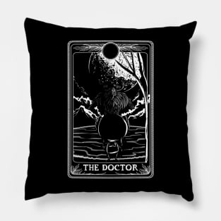 Tarot Card The Doctor - Japanese Pirate Crew Black and White Pillow