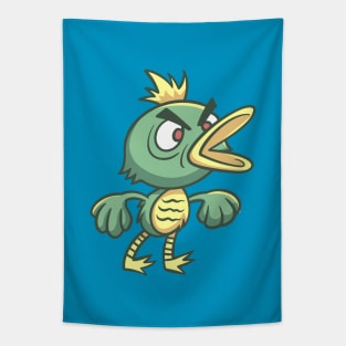 Angry Green Duck Monster Tapestry