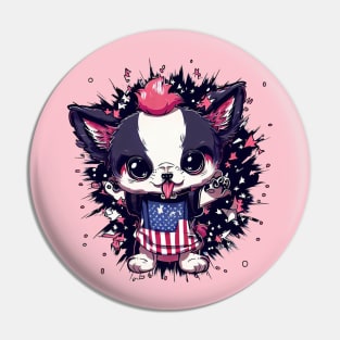 Cute Dog 4th of July Red, White, and Woof Pin