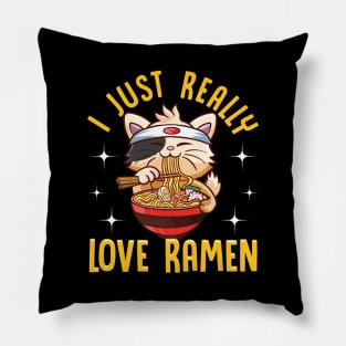 Cute I Just Really Love Ramen Kawaii Anime Cat Pillow