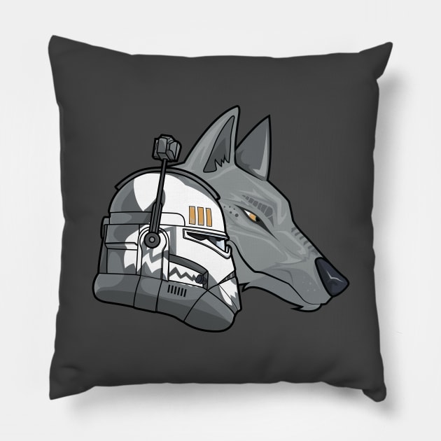 Commander Wolfe - grey Pillow by KMcreations